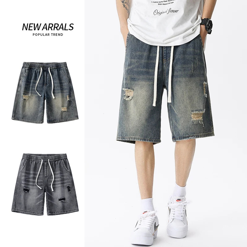Street Fashion Jeans Men - Yaz ince Denim şort erkek Retro