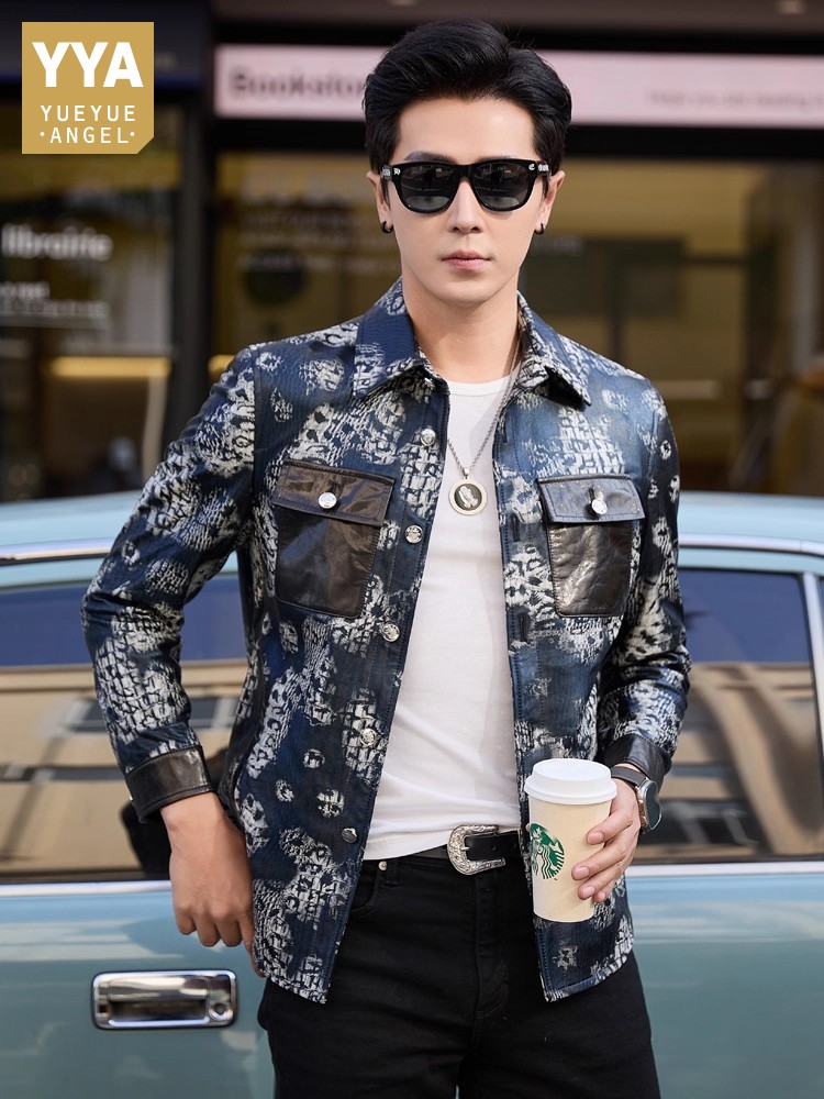 Street Fashion Jacket Men - Lüks Yeni Moda Çiçek Baskılı Erkek