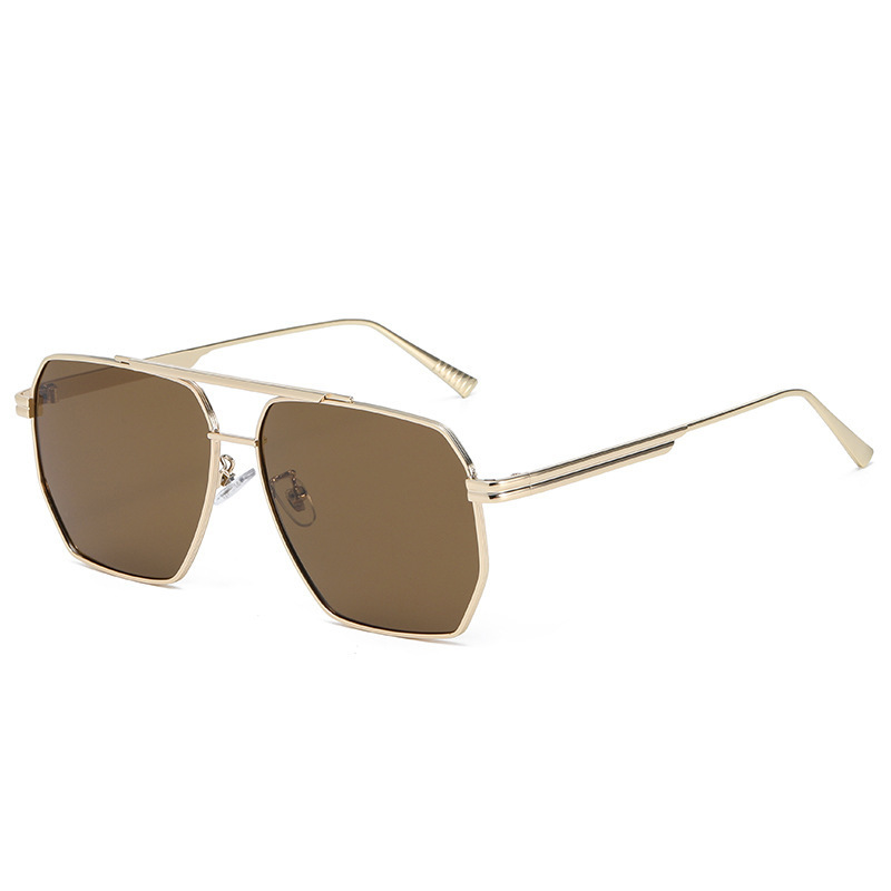 Street Fashion Glasses - Yeni Metal Çift Kirişli Polarize Güneş