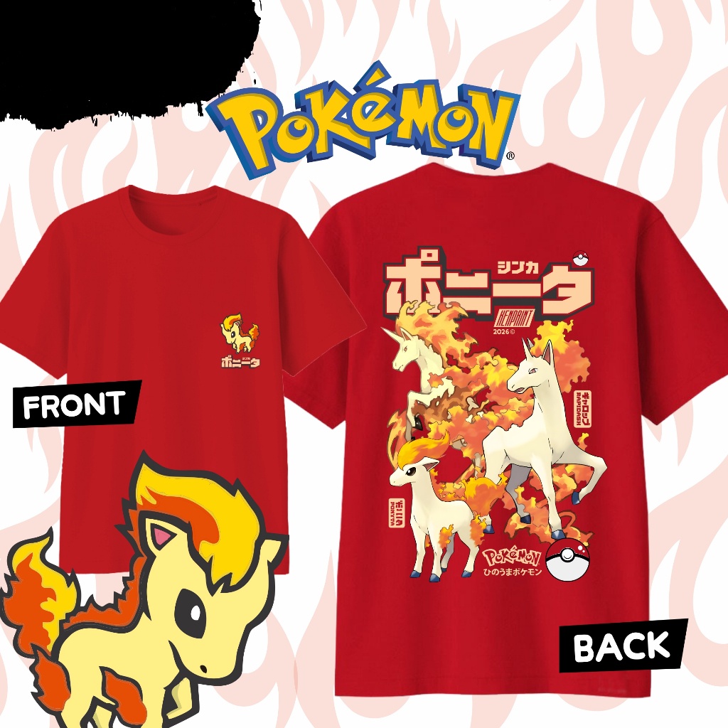 Street Fashion Evolution - Anime Pokémon Ponyta Evolution Baskılı Pamuklu