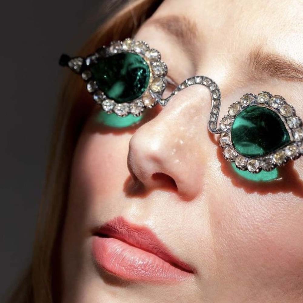 Street Fashion Glasses - Stonefans yeşil su damlası güneş gözlüğü