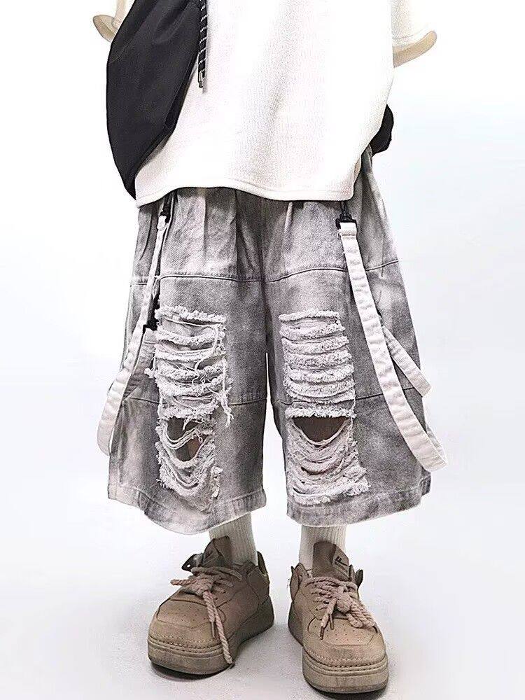 Street Fashion Jeans Men - Retro Hip-Hop erkek Yırtık Kot Yaz