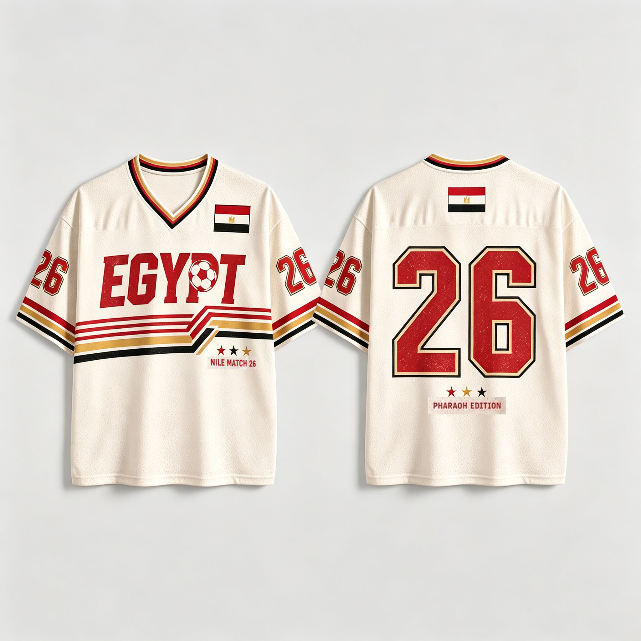 Street Fashion Egypt - 2026 Mısır forması retro V yaka