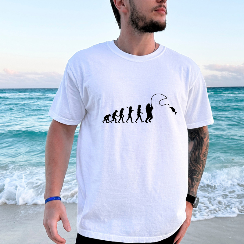 Street Fashion Evolution - Balıkçılık Evrim baskılı tişört Komik Balıkçılık