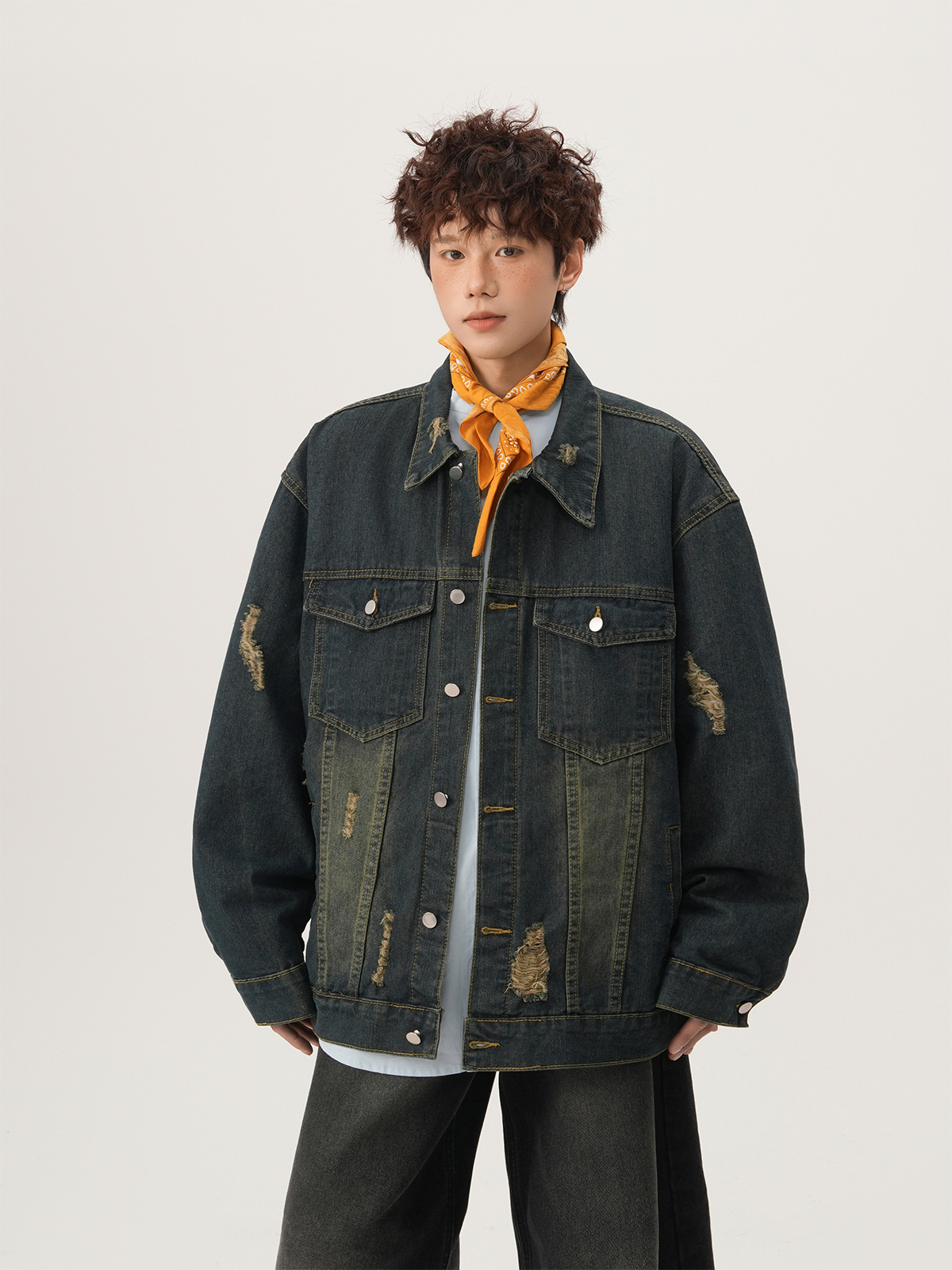 Amerikan High Street Yırtık Ko - Street Fashion Jacket Men incelemesi ve fiyatı