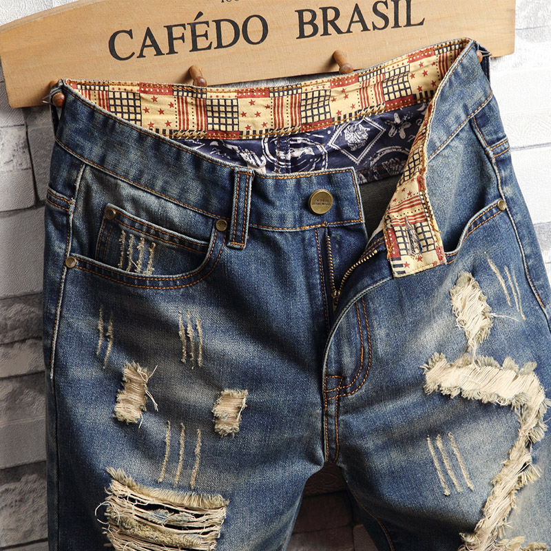 Yırtık Hip-Hop Kot Şort Erkek  - Street Fashion Jeans Men incelemesi ve fiyatı