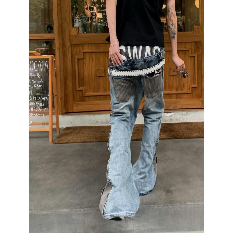 Erkek Patchwork Tasarımlı Kot  - Street Fashion Jeans Men incelemesi ve fiyatı