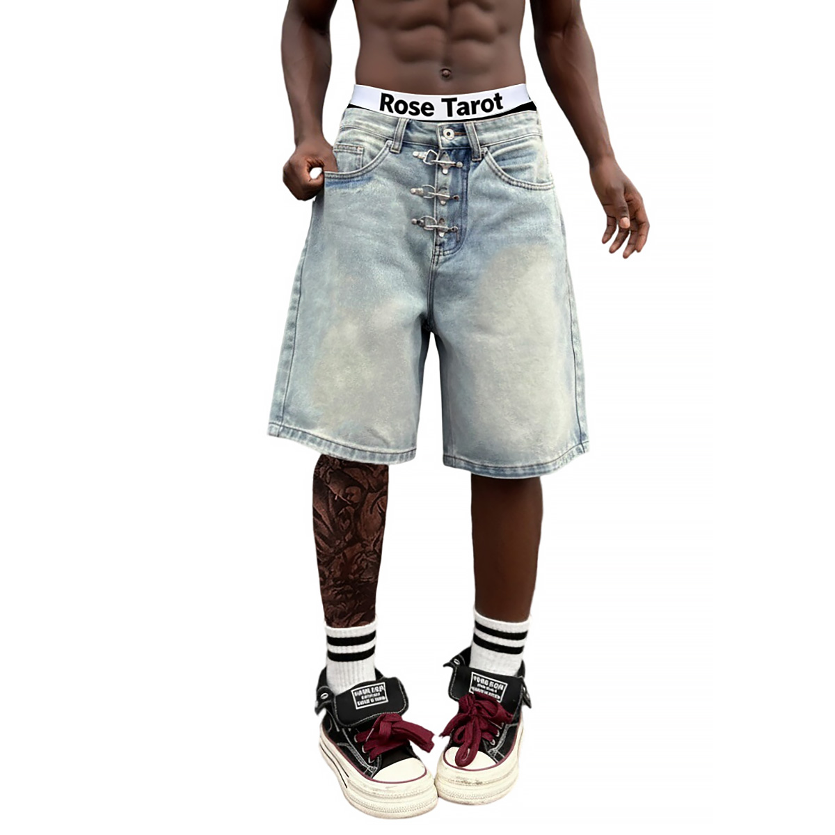 Metal Tokalı Kısa Bol Jean Erk - Street Fashion Jeans Men incelemesi ve fiyatı