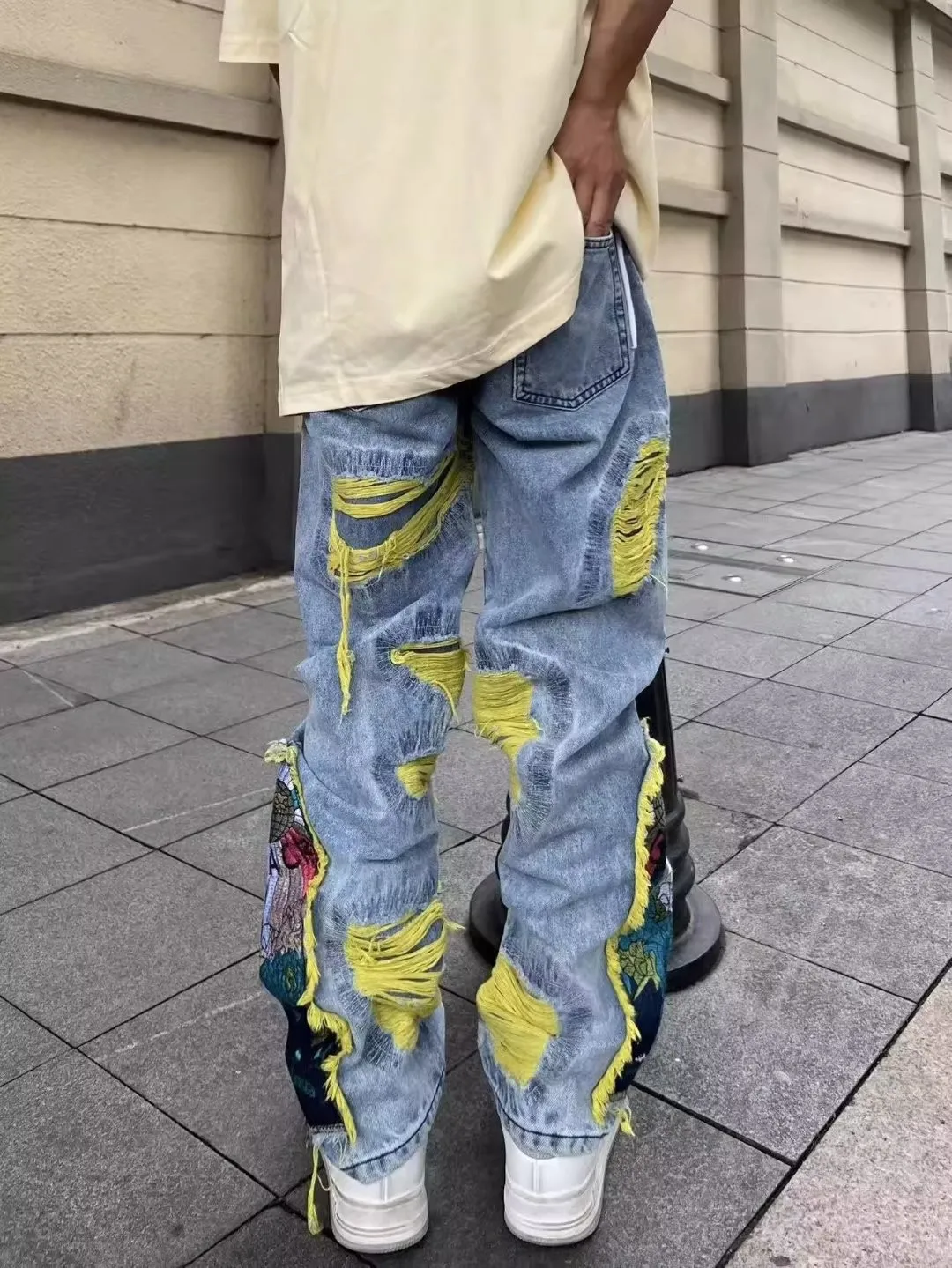 Amerikan Vintage Hip-Hop Nakış - Street Fashion Jeans Men incelemesi ve fiyatı
