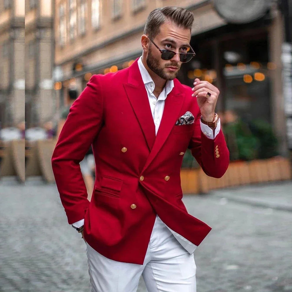 Kırmızı Ceket Beyaz Pantolon K - Street Fashion Jacket Men incelemesi ve fiyatı