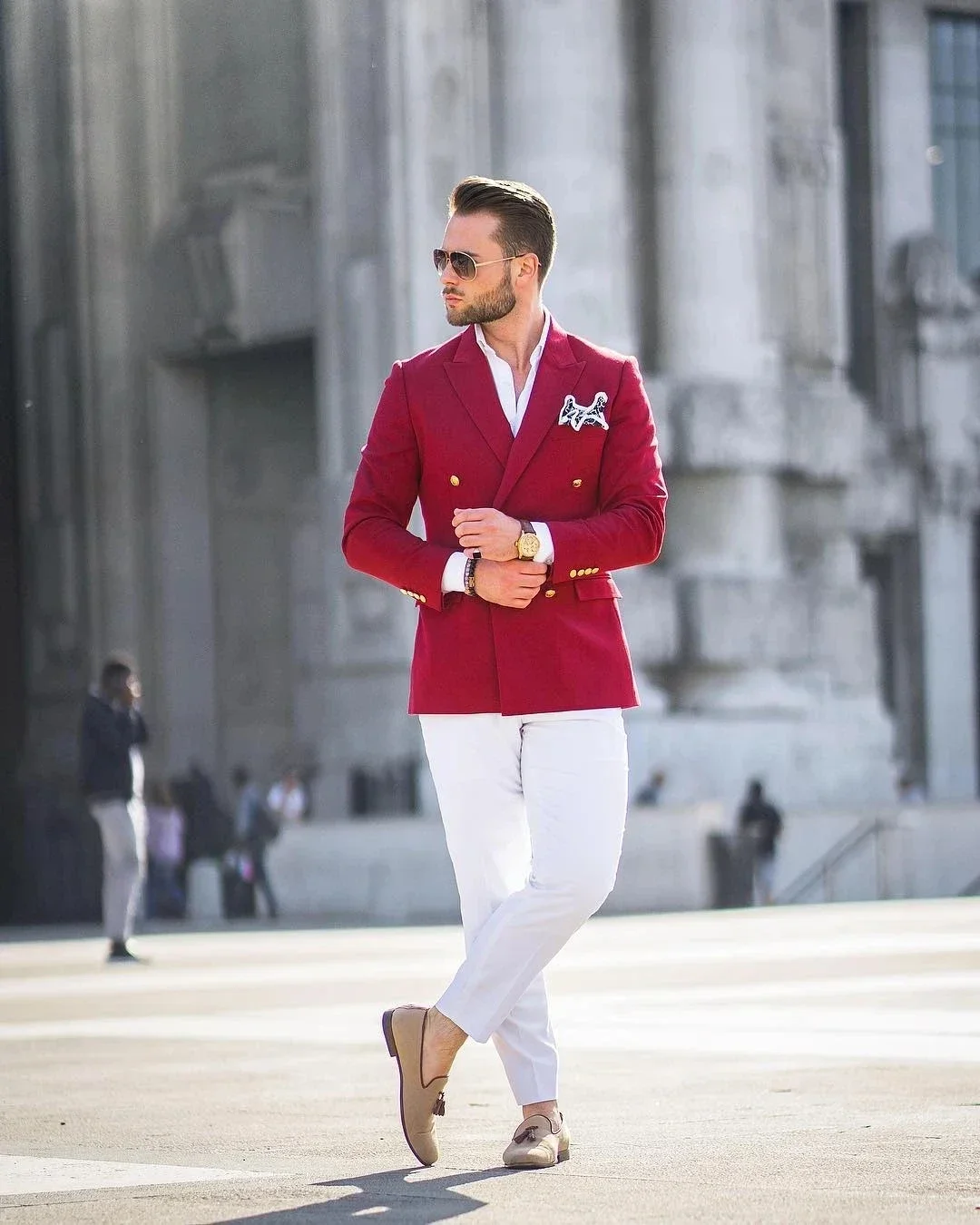 Kırmızı Ceket Beyaz Pantolon K - Street Fashion Jacket Men incelemesi ve fiyatı