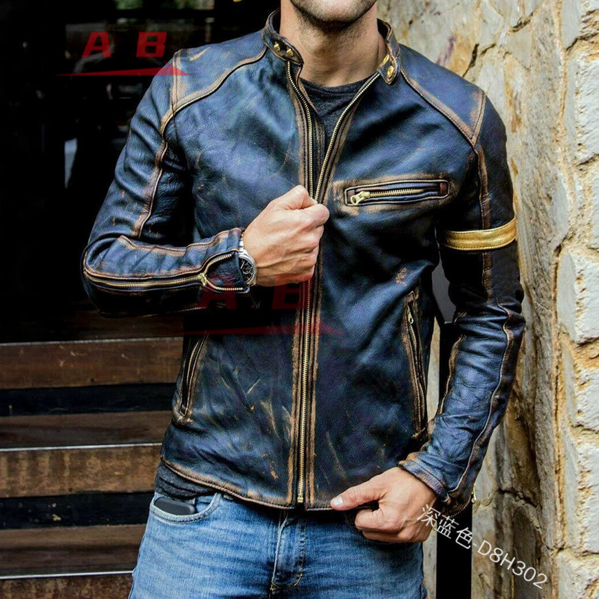 Motosiklet Retro Deri Ceket St - Street Fashion Jacket Men incelemesi ve fiyatı