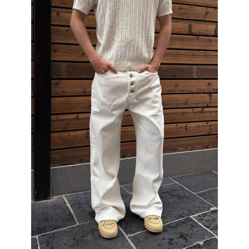 Erkek Beyaz Bol Paça Kot Panto - Street Fashion Jeans Men incelemesi ve fiyatı