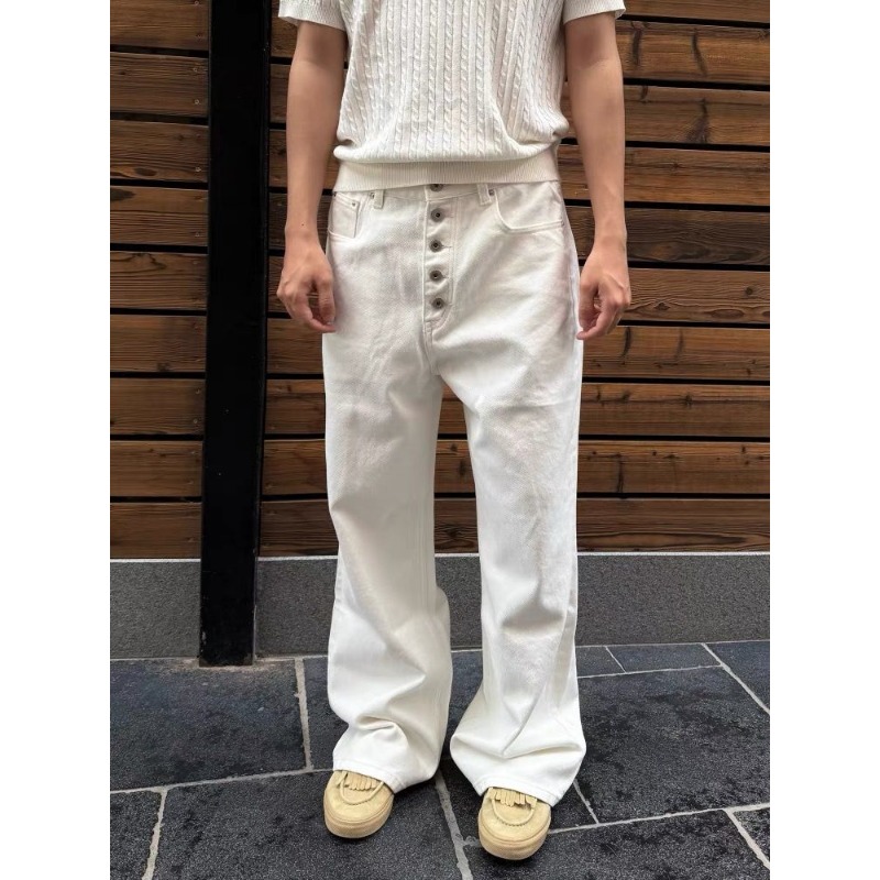Erkek Beyaz Bol Paça Kot Panto - Street Fashion Jeans Men incelemesi ve fiyatı