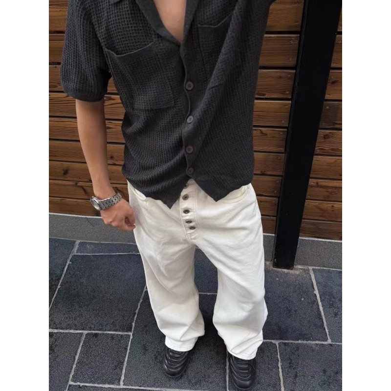 Erkek Beyaz Bol Paça Kot Panto - Street Fashion Jeans Men incelemesi ve fiyatı